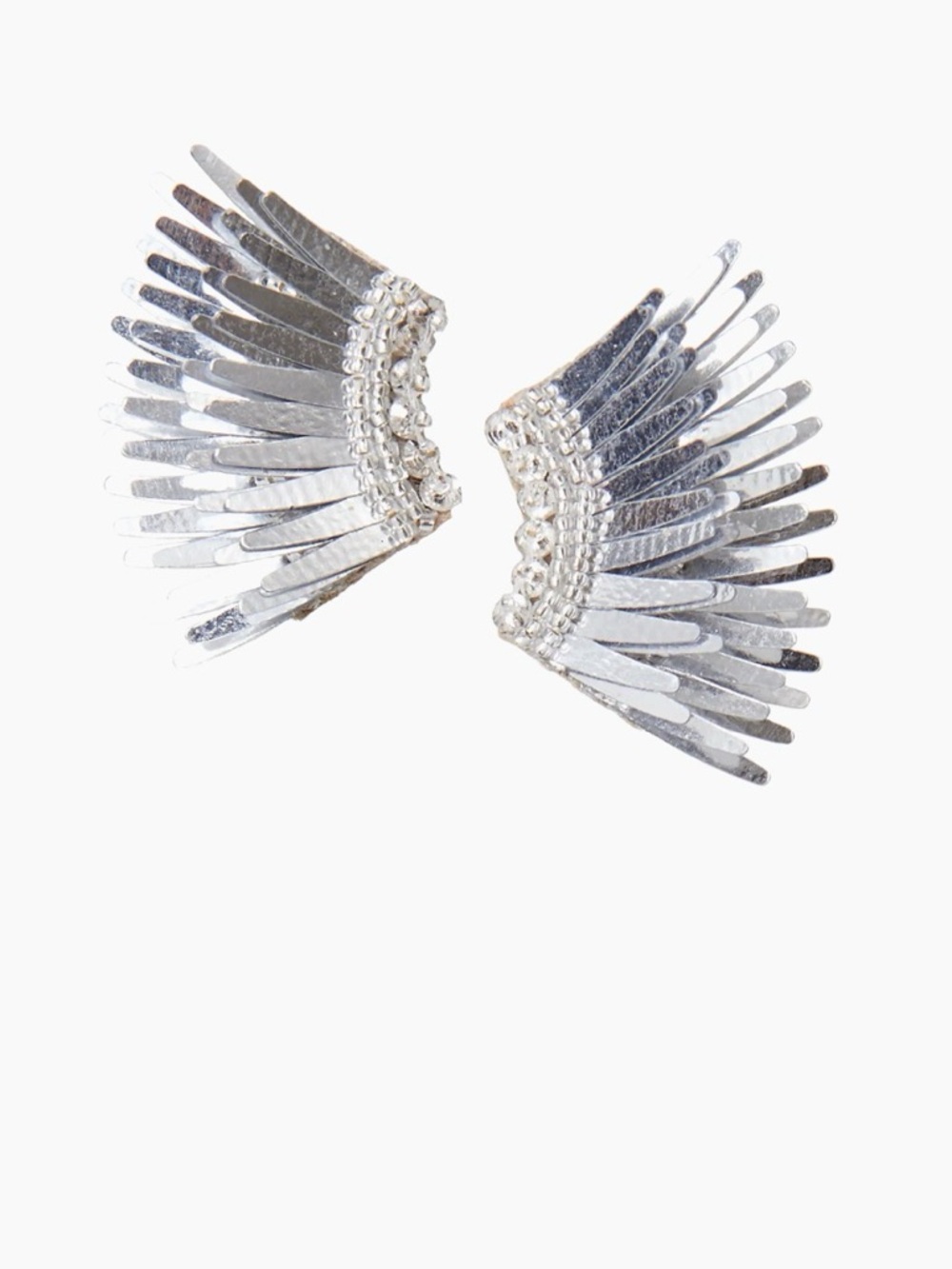 Mignonne Gavigan Mini MadelineSilver Winged Feather Statement Earrings